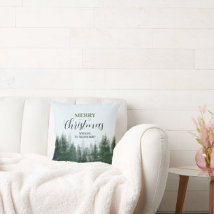 Modern Christmas Green Tree Merry Christmas Cushion