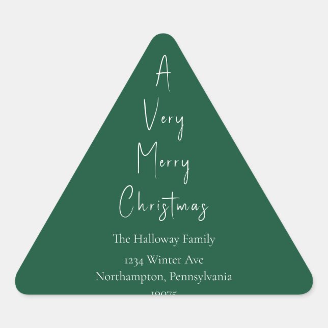 Modern Christmas | Green Triangle Envelope Seals (Front)