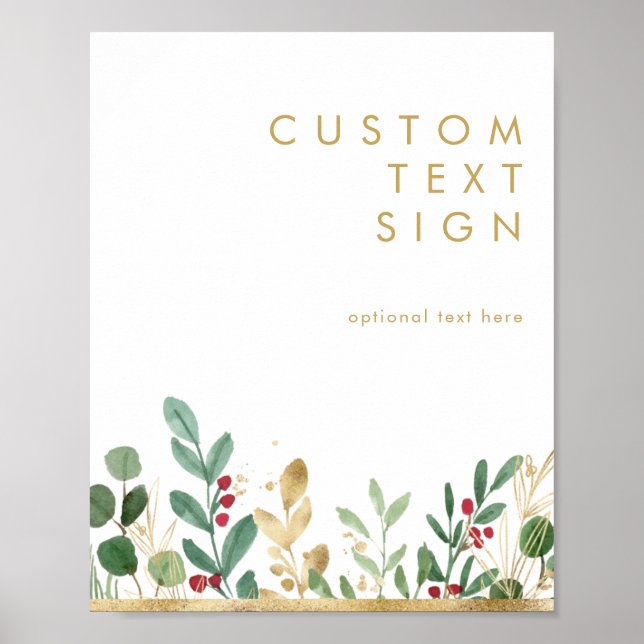 Modern Christmas Greenery | Cards and Gifts Custom Poster (Front)