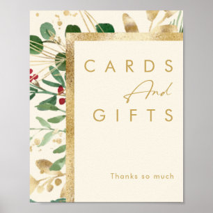 Modern Christmas Greenery Cream Cards and Gifts Poster