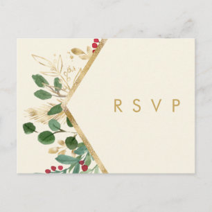 Modern Christmas Greenery   Cream Menu Choice RSVP Postcard