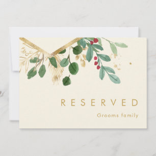 Modern Christmas Greenery Cream Reserved Sign