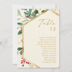 Modern Christmas Greenery Cream Table Number Chart