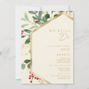 Modern Christmas Greenery   Cream We Still Do Invitation