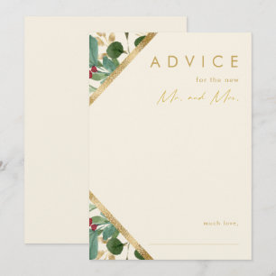 Modern Christmas Greenery Cream Wedding Advice Card
