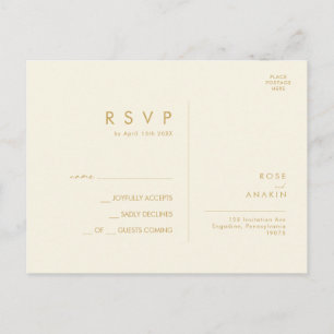 Modern Christmas Greenery Cream Wedding RSVP Postcard