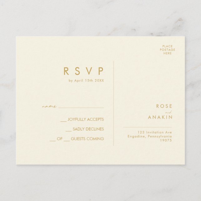 Modern Christmas Greenery | Cream Wedding RSVP Postcard (Back)
