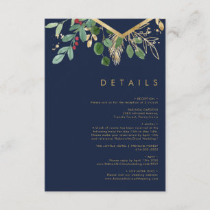 Modern Christmas Greenery   Navy Details Enclosure Card