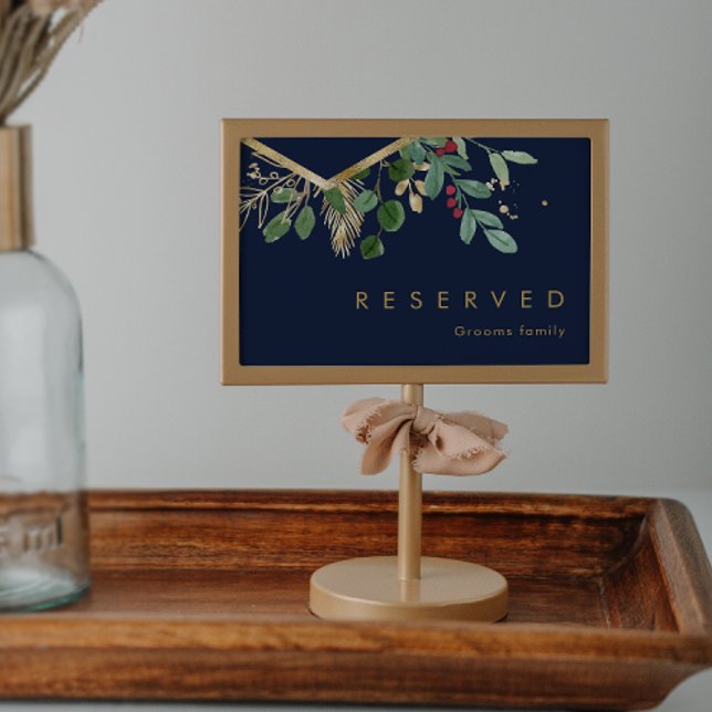 Modern Christmas Greenery | Navy Reserved Sign (Creator Uploaded)