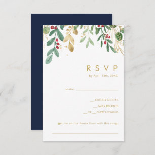 Modern Christmas Greenery Navy Song Request RSVP