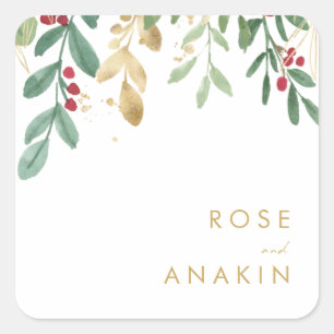 Modern Christmas Greenery   White Envelope Seals