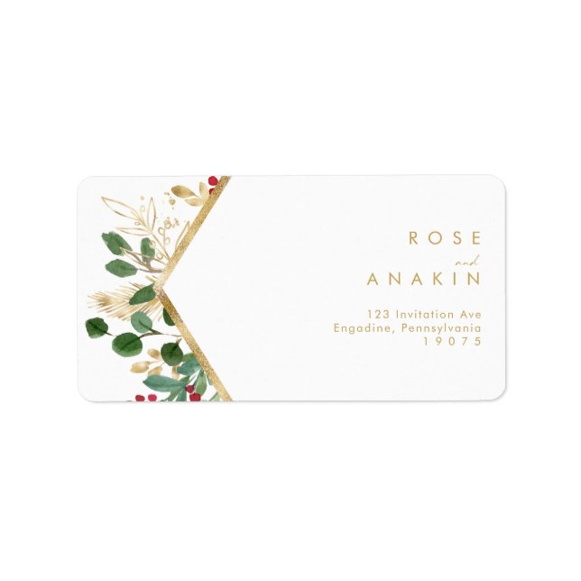 Modern Christmas Greenery | White RSVP Address Label (Front)