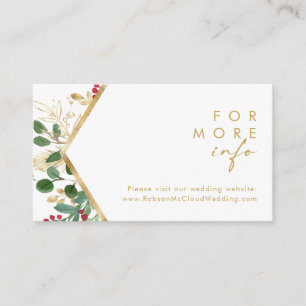 Modern Christmas Greenery White Wedding Website Enclosure Card