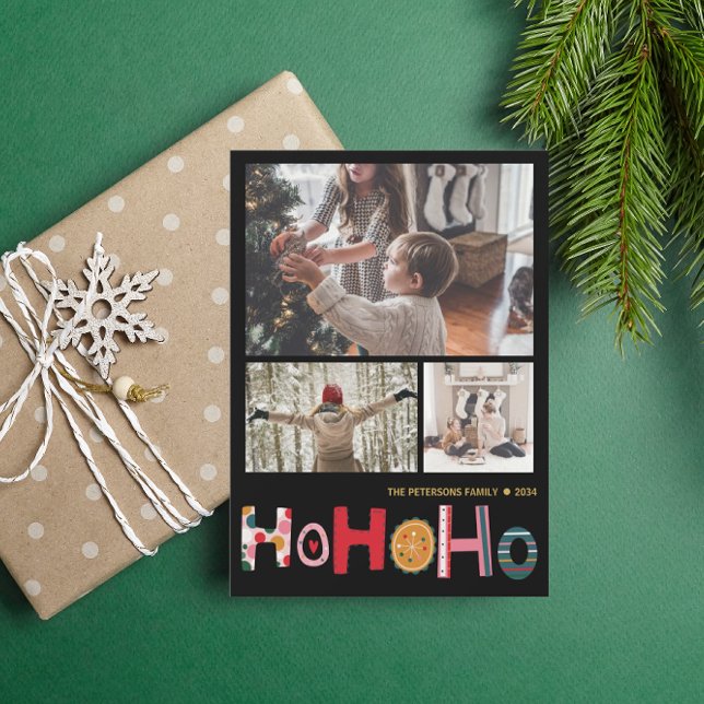 Modern Christmas Greeting 3 Photo  Holiday Card (Creator Uploaded)