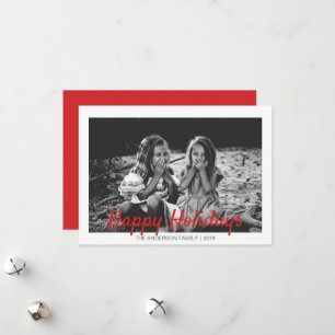 Modern Christmas Happy Holidays Photo Holiday Card