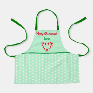 Modern Christmas Heart Candy Cane Small Apron
