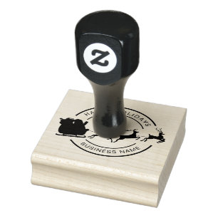Modern Christmas Holiday Business Name Custom Rubber Stamp