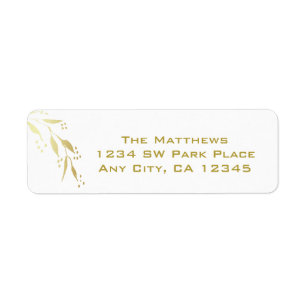 Modern Christmas Holiday Gold White Return Address Label