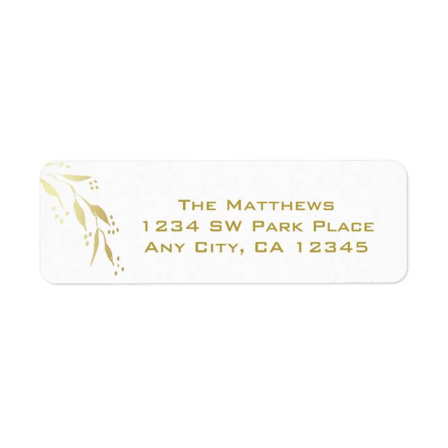 Modern Christmas Holiday Gold White Return Address Label (Front)