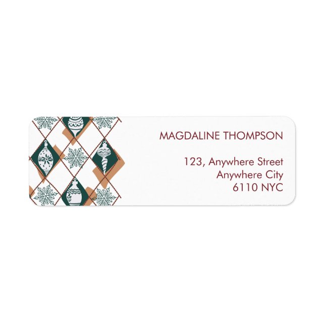 Modern Christmas Holiday Green Return Address Return Address Label (Front)