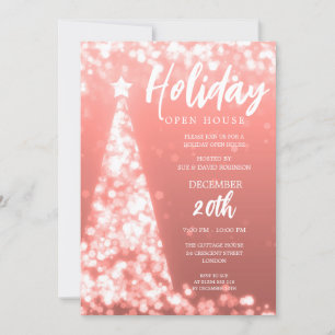 MODERN Christmas Holiday Open House Rose Gold Invitation