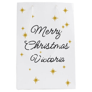Modern Christmas Holiday Personalised Merry  Medium Gift Bag