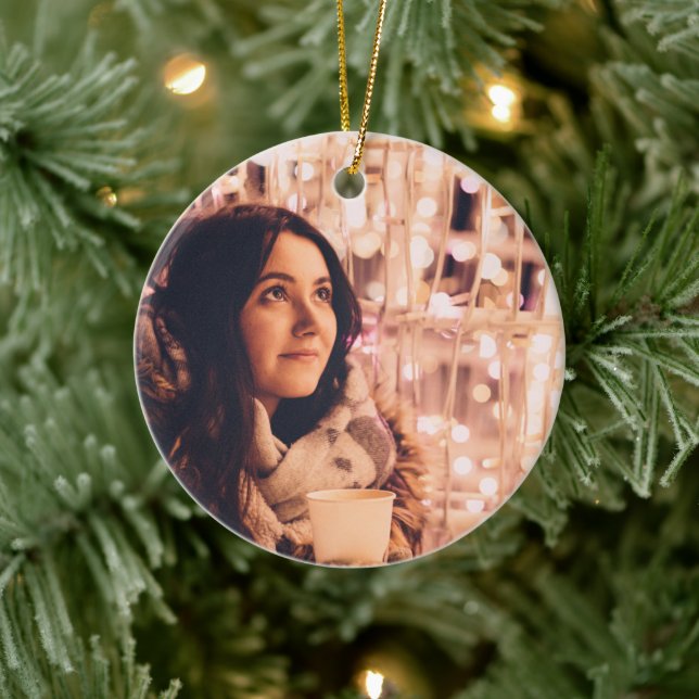 Modern Christmas Holidays Full Photo Ceramic Ornament (Tree)
