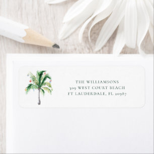 Modern Christmas Holidays Palm Tree Return Address Label