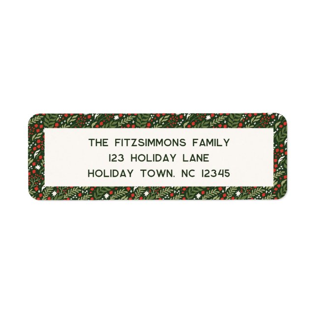 Modern Christmas Holly Leaf Return Address Labels (Front)