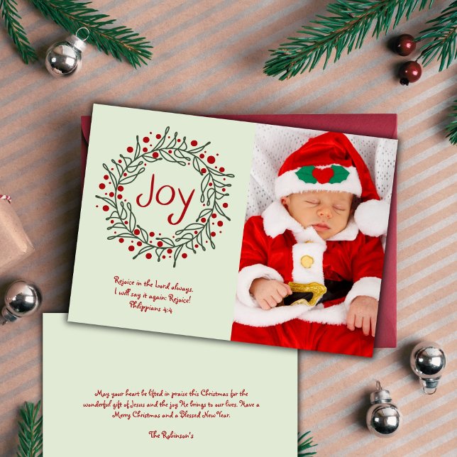 Modern Christmas Holly Wreath Photo Template (Creator Uploaded)