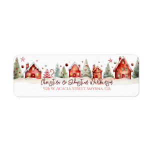 Modern Christmas House Scene Return Address Label