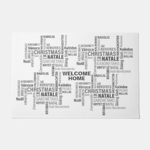 MODERN CHRISTMAS IN DIFFERENT LANGUAGES  WHITE DOORMAT