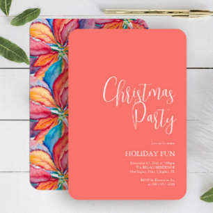 Modern Christmas Invitations Orange Watercolor
