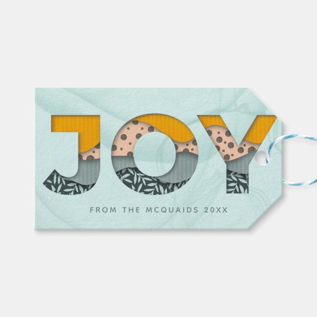 Modern Christmas Joy Gift Tag (Front (Horizontal))