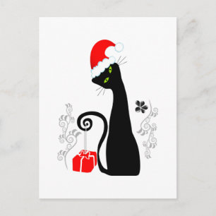 Modern Christmas Kitty Holiday Postcard