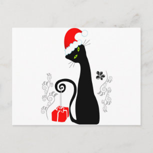 Modern Christmas Kitty Holiday Postcard
