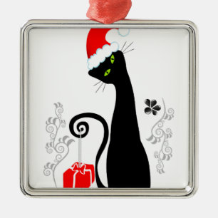 Modern Christmas Kitty Metal Tree Decoration