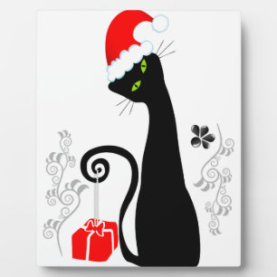 Modern Christmas Kitty Plaque