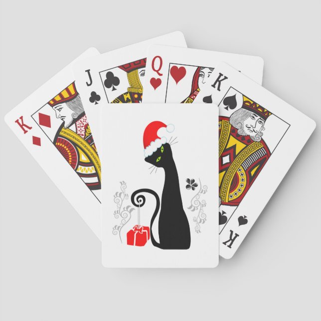 Modern Christmas Kitty Playing Cards (Back)