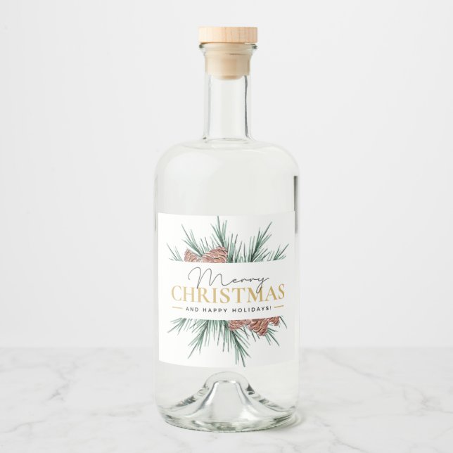 Modern Christmas Liquor Bottle Label (Front)