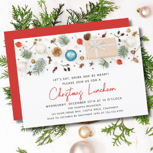 Modern Christmas Luncheon Festive Winter Holidays  Invitation