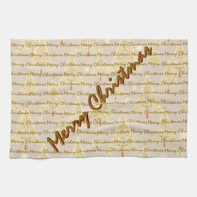 Modern Christmas Luxury Christmas Trees Tea Towel (Horizontal)