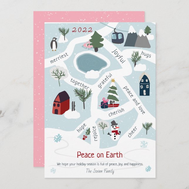Modern Christmas map story telling illustrations  Holiday Card (Front/Back)