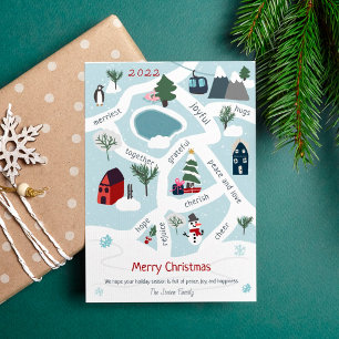 Modern Christmas map story telling illustrations Holiday Card