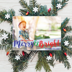 Modern Christmas Merry and Bright Holiday Photo
