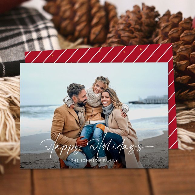 Modern Christmas Minimal Script Happy Holidays Holiday Card (Creator Uploaded)