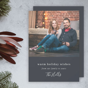 Modern Christmas   Minimal Stylish Couple Photo Holiday Card