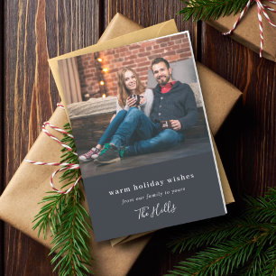 Modern Christmas Minimal Stylish Couple Photo Holiday Card