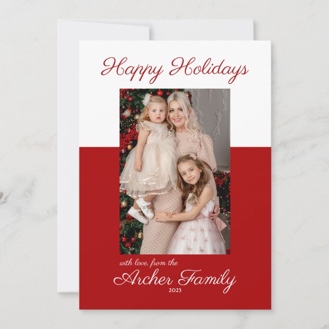 Modern Christmas Multi-Photo Flat Holiday Card (Front)