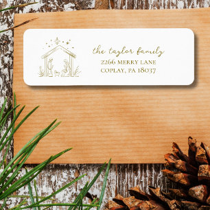 Modern Christmas Nativity peace love religious Return Address Label